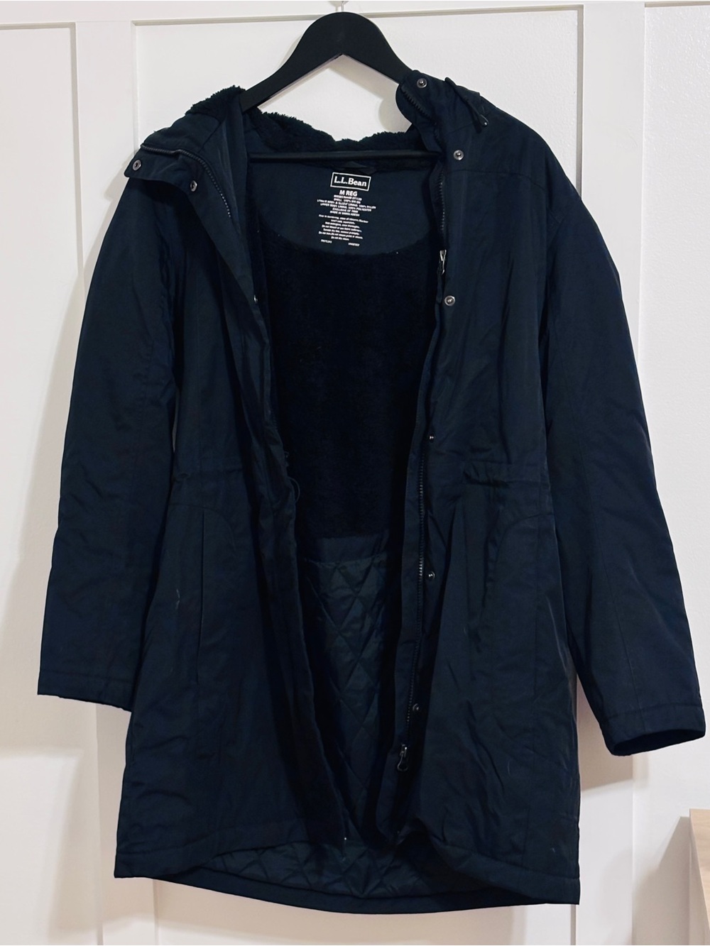 L.L. Bean Women's Black Hooded Trench Coat